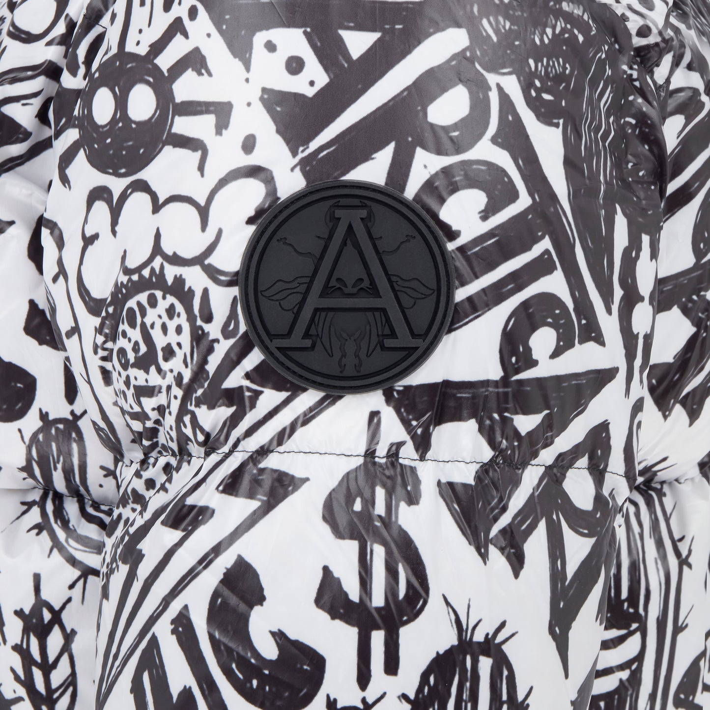 Men's Puffer with Fur in Graffiti