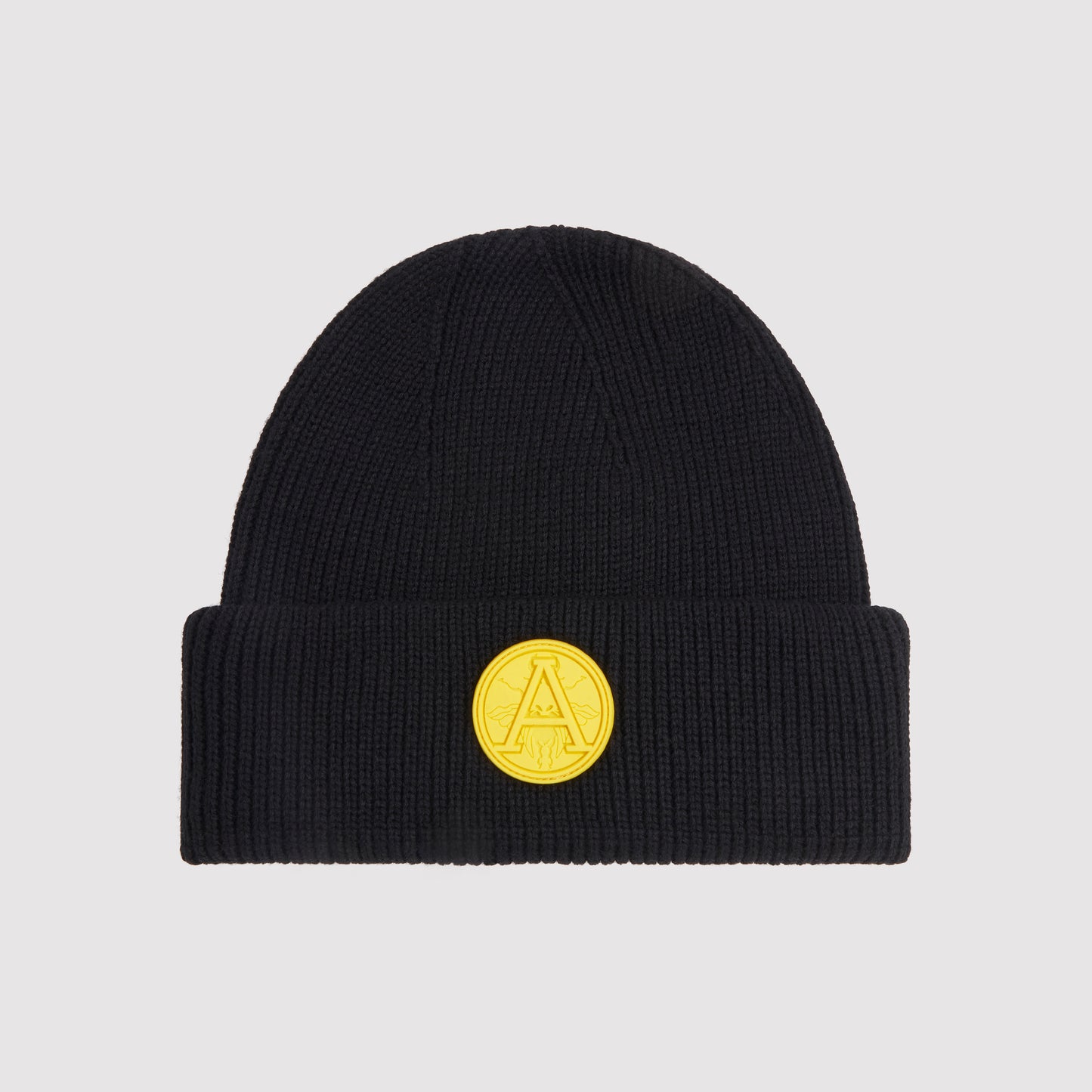 Kids Badge Beanie in Black / Yellow