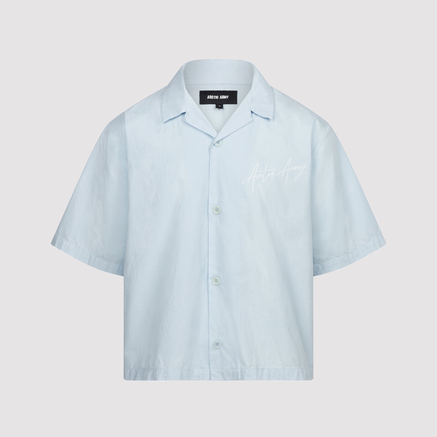 Script Bowling Shirt in Bleach Blue