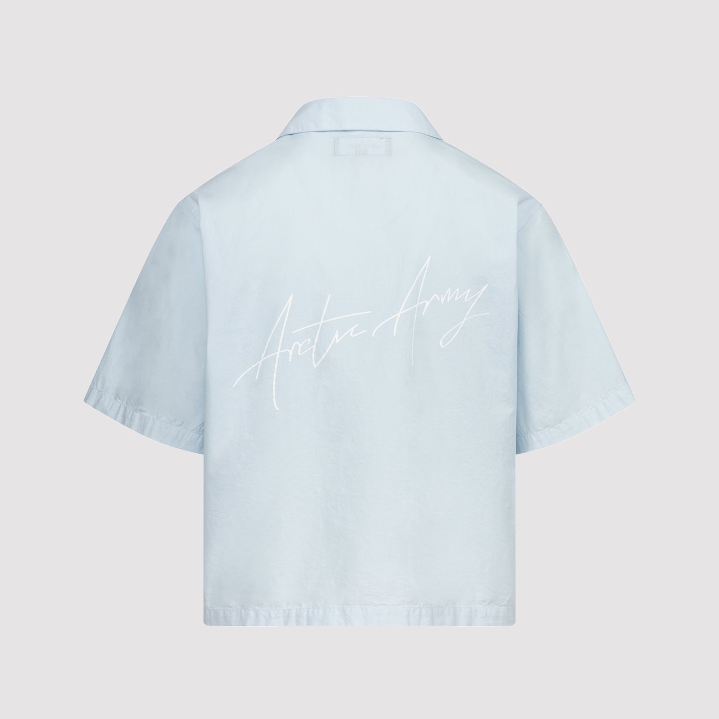 Script Bowling Shirt in Bleach Blue