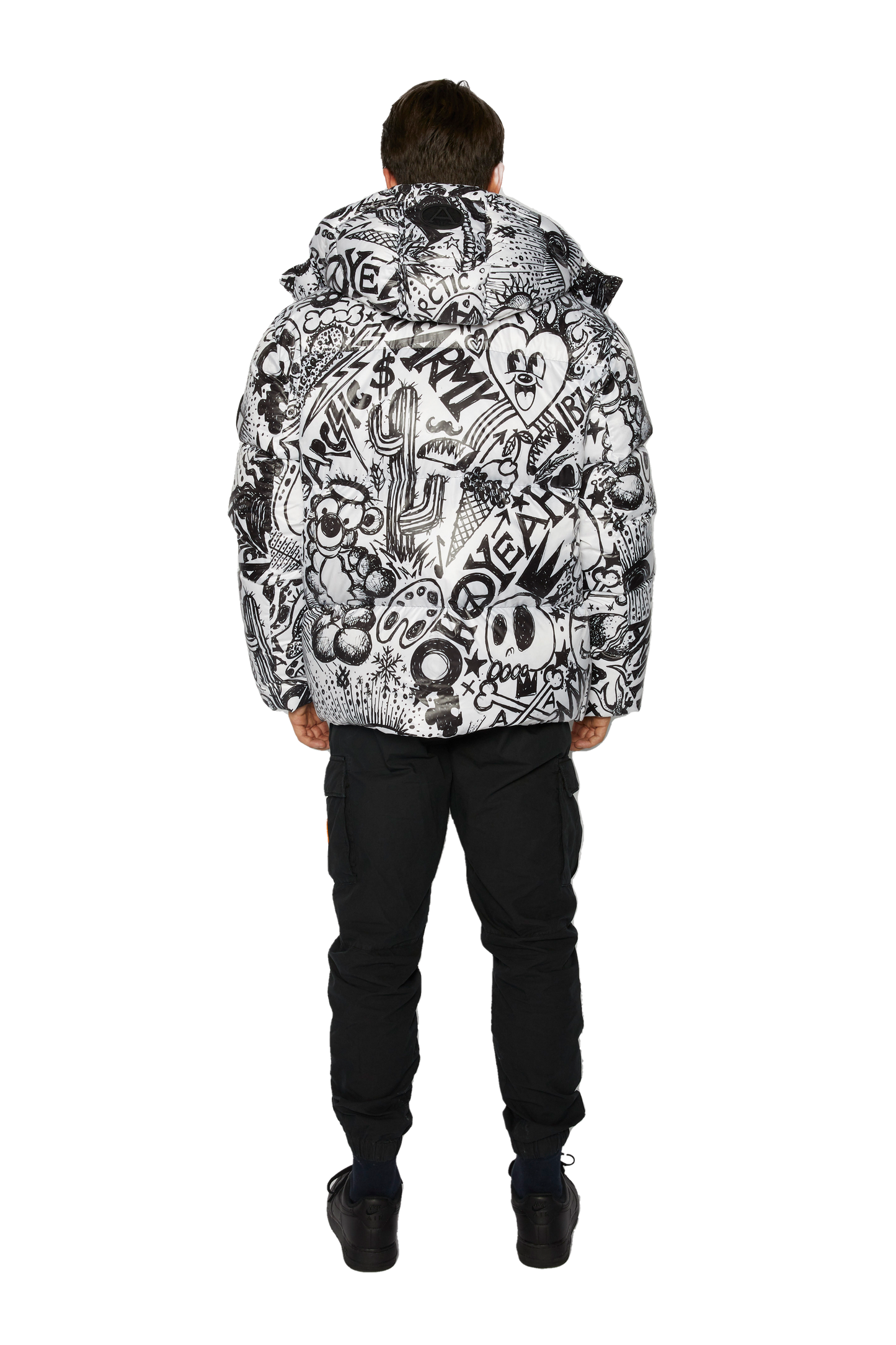 Men's Puffer in Graffiti Print
