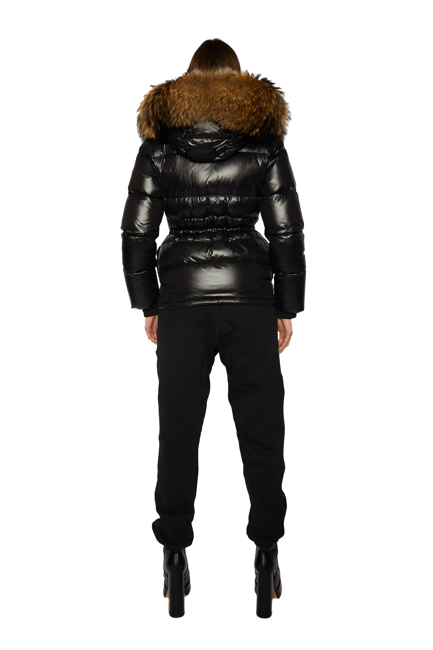 Women's London Puffer with Fur in Black