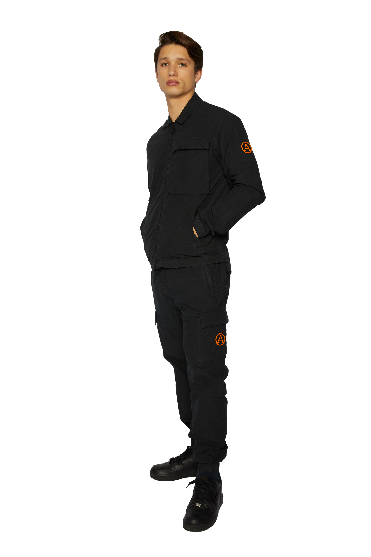 Men's Cargo Pocket LS Shirt in Washed Black
