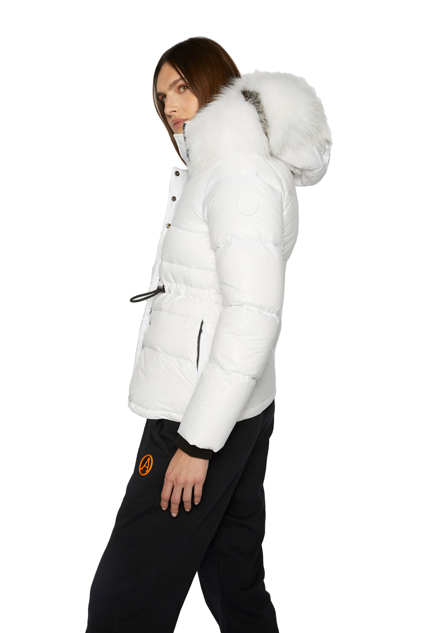 Women's London Puffer with Fur in White