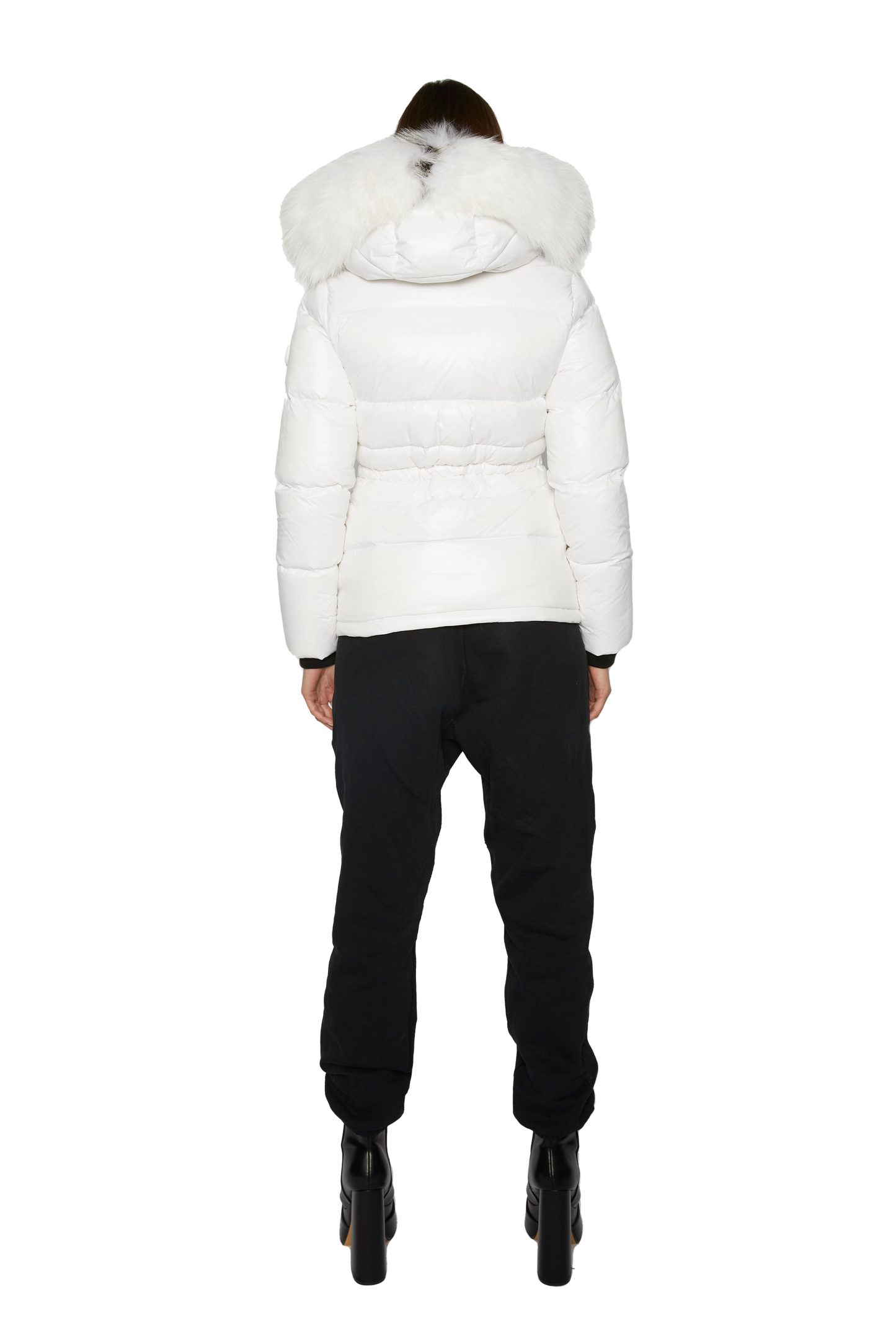 Women's London Puffer with Fur in White