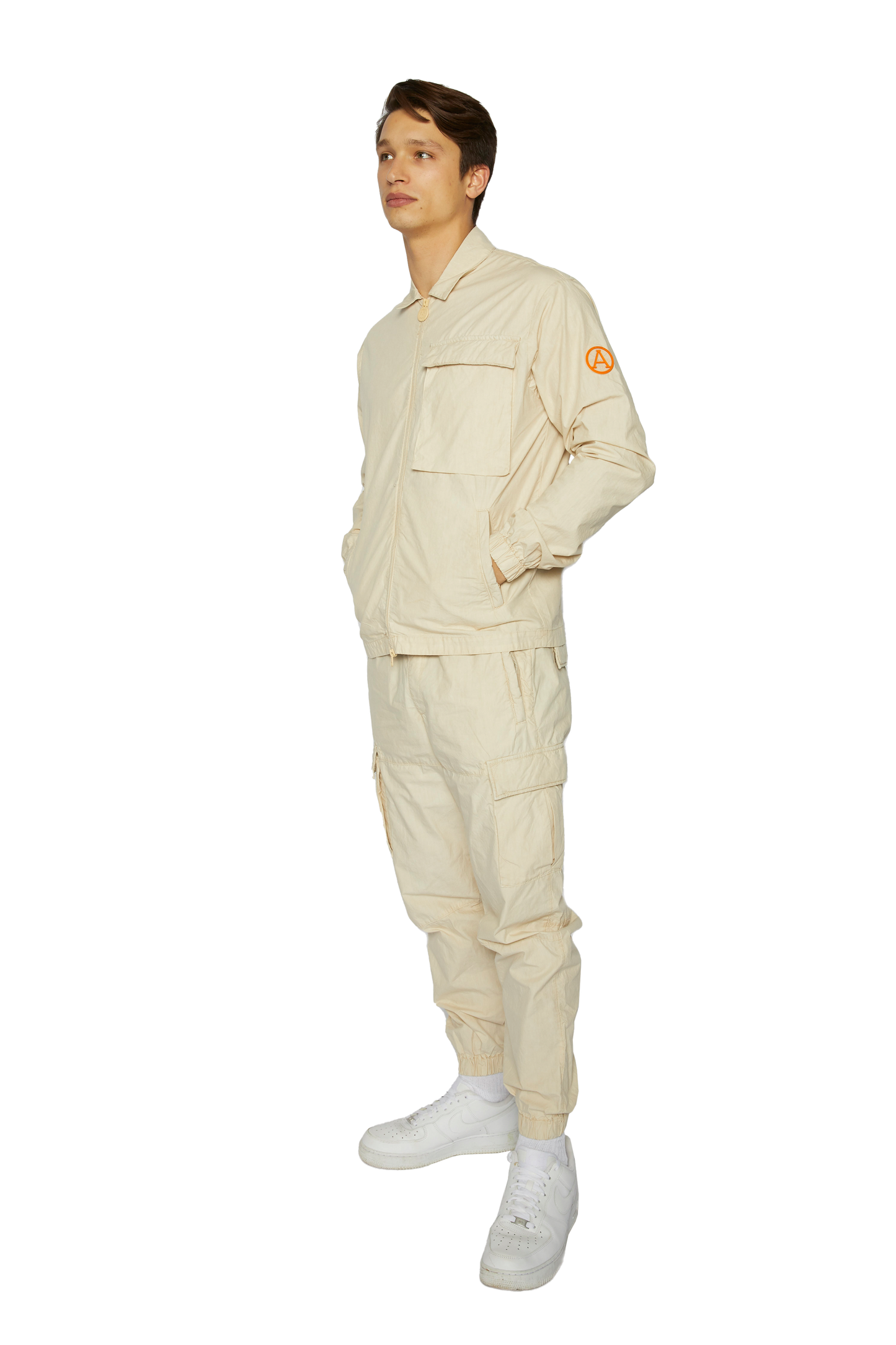 Men's Cargo Pocket LS Shirt in Washed Chalk