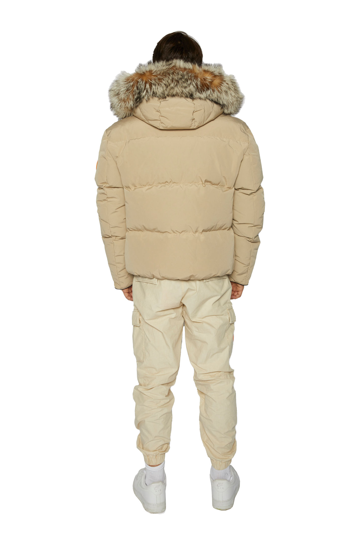 Men's Tailored Puffer with Fur in Fawn