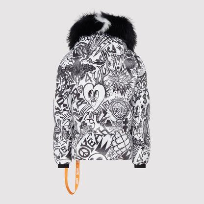 Men's Puffer with Fur in Graffiti