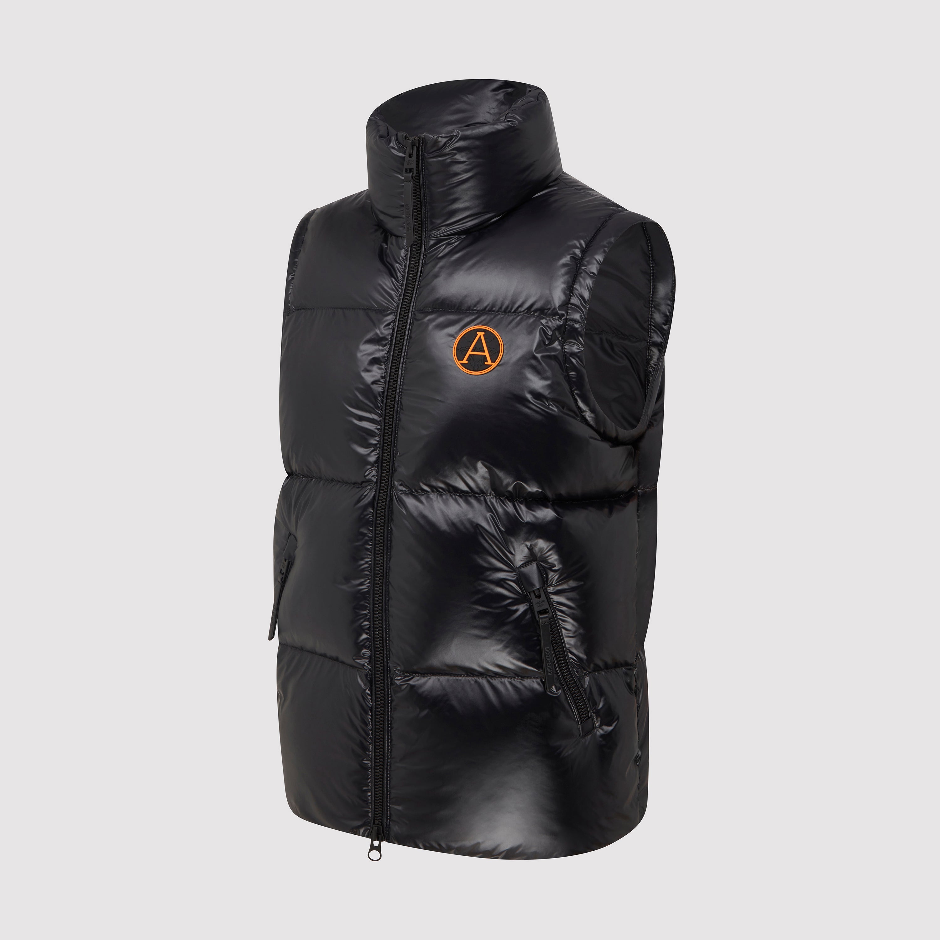 Shiny black gilet sale