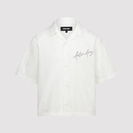 Script Bowling Shirt in White