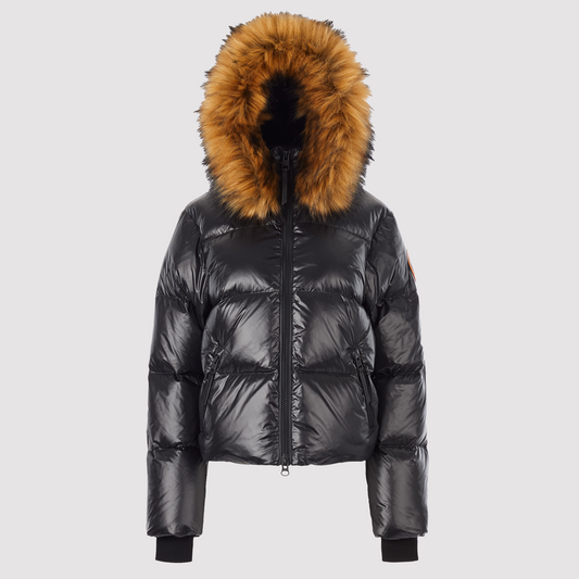 Women's Heavyweight Arctic Crop Puffer Jacket in Black