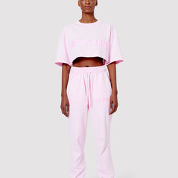 Women's 3D AA Cropped T-Shirt in Baby Pink