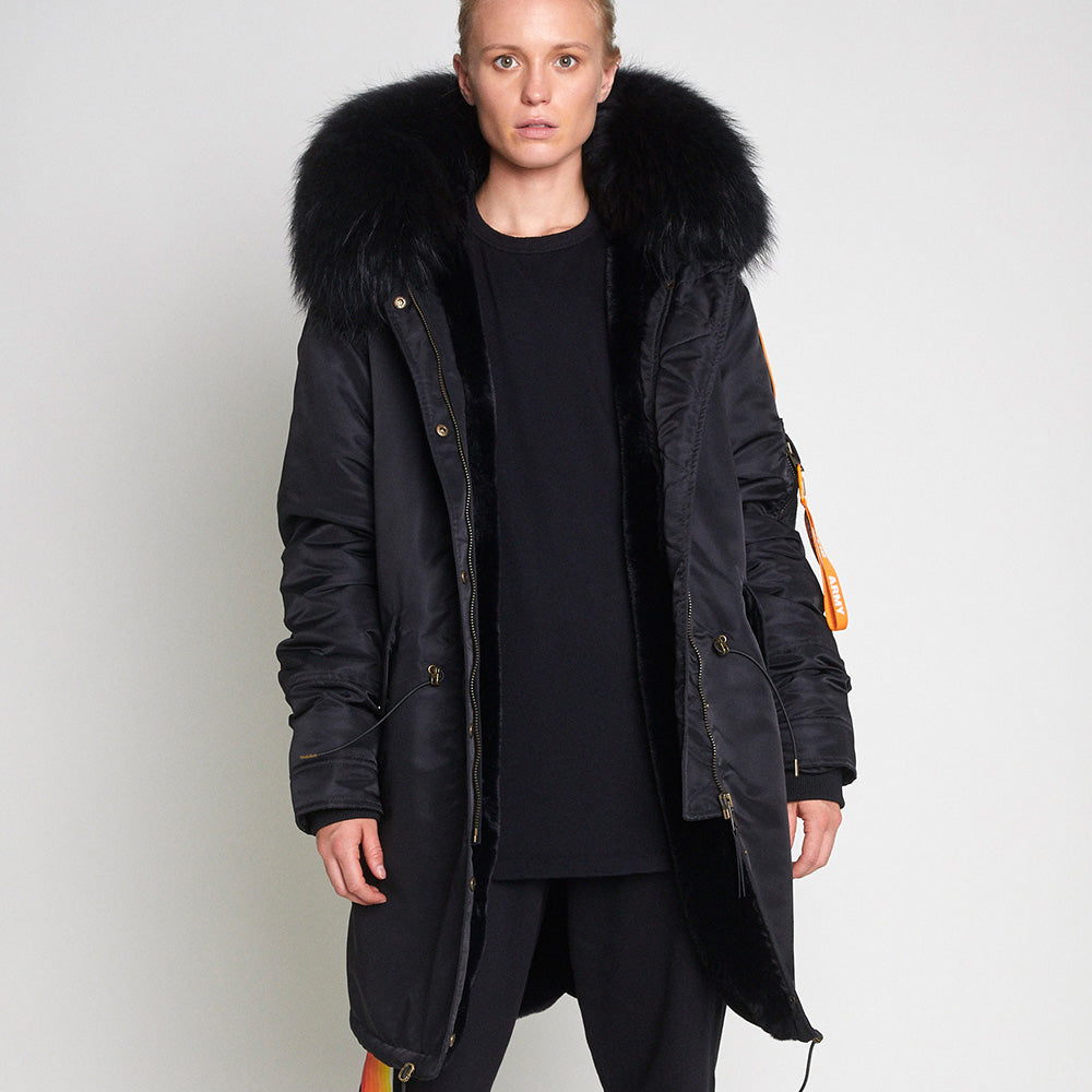 Women s Fur Lined Parka in Black