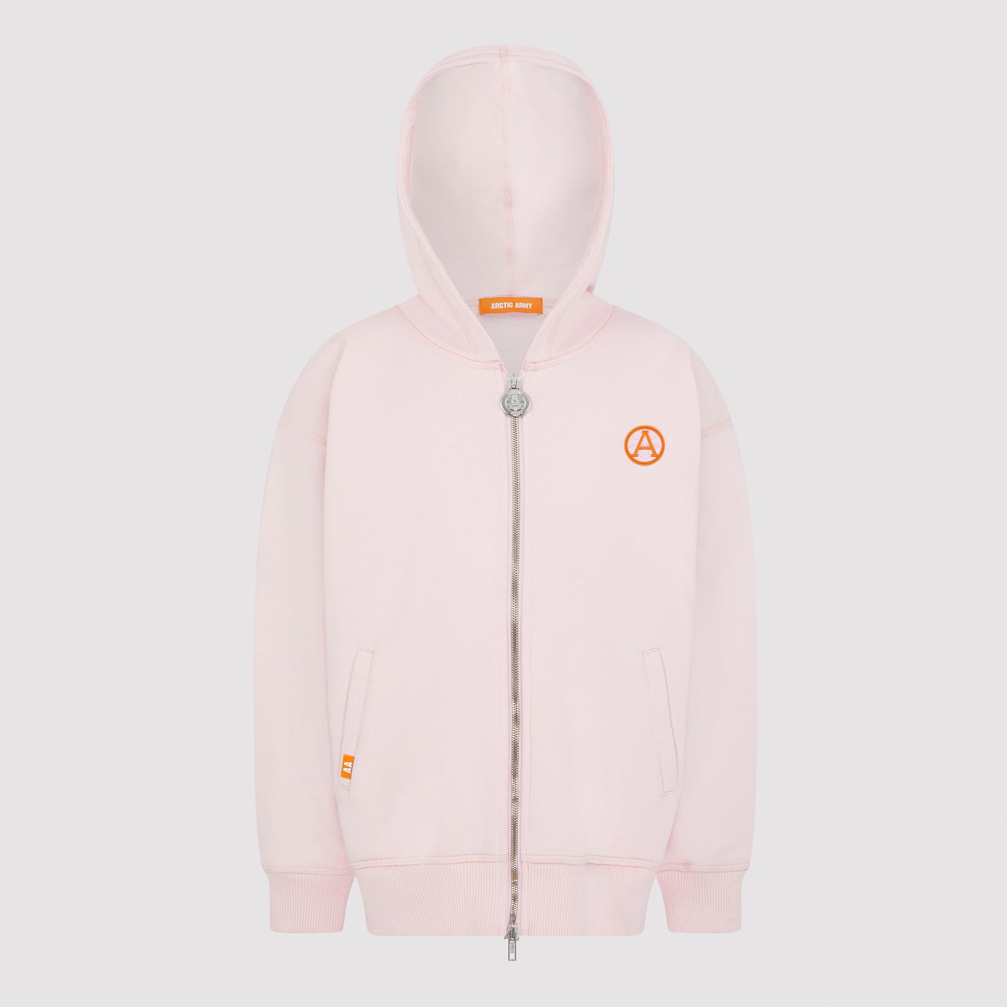 Kids Badge Hoodie in Baby Pink