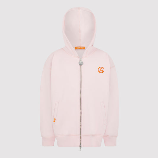 Kids Badge Hoodie in Baby Pink