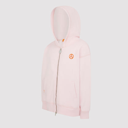 Kids Badge Hoodie in Baby Pink