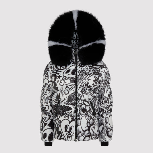 Women's Puffer with Fur in Graffiti