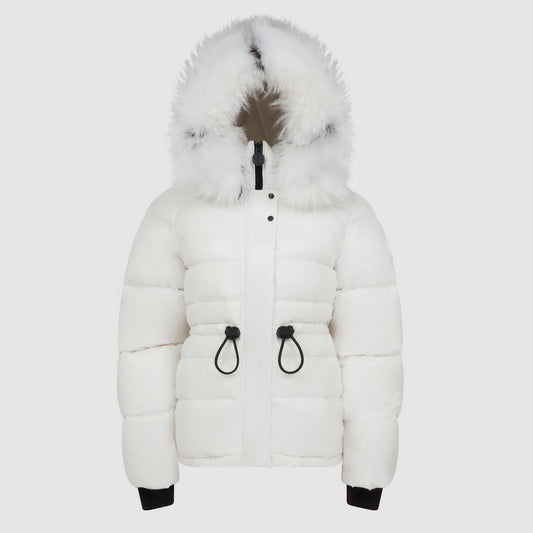 Women's London Puffer with Fur in White
