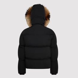 Men's Tailored Puffer with Fur in Black