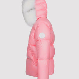 Women's Puffer with Fur in Pink