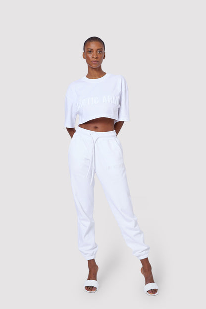 Women's 3D AA Cropped T-Shirt in White