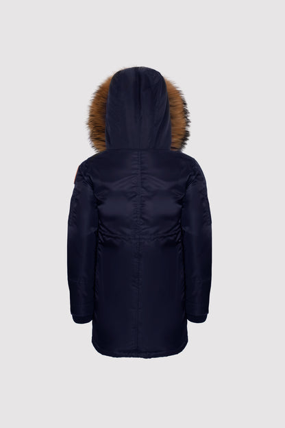 Kids Parka with Fur in Navy