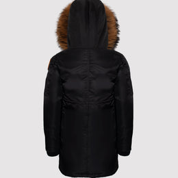 Kids Parka with Fur in Black