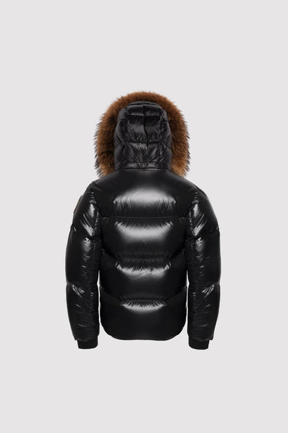 Kids Puffer with Fur in Black
