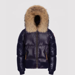 Kids Puffer with Fur in Navy
