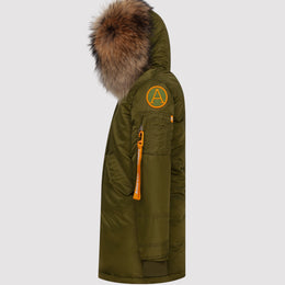 Kids Parka with Fur in Khaki