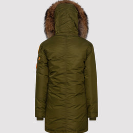 Kids Parka with Fur in Khaki