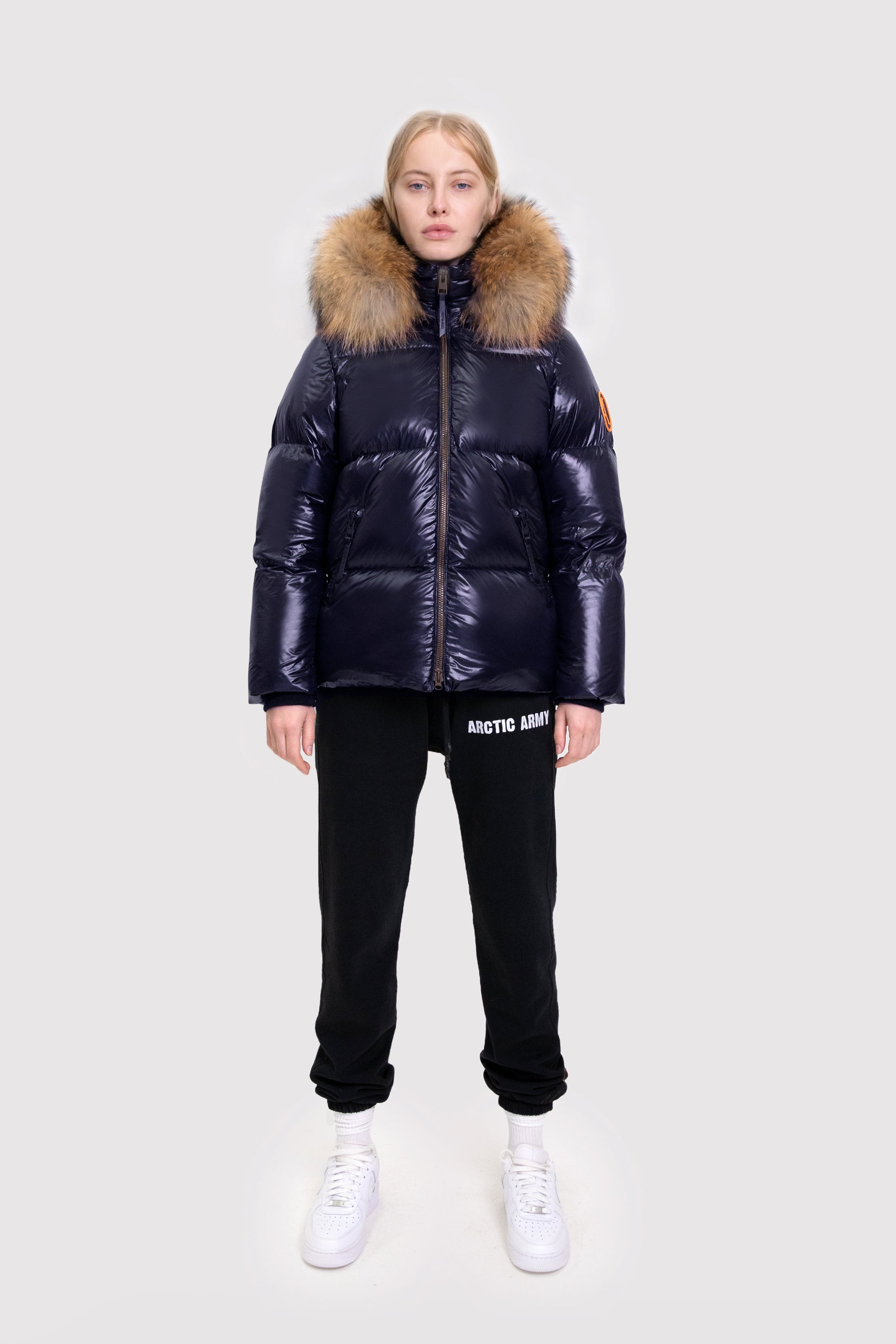 Arctic Army Navy Puffer with Fur