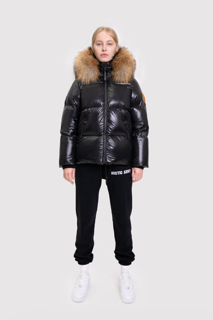 Women's Puffer with Fur in Black