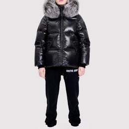 Women's Black Edition Puffer with Fur in Black