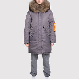 Women's Parka with Fur in Grey