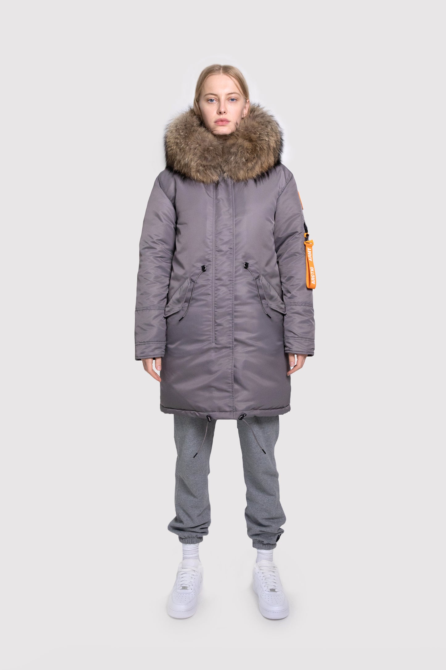 Women's Parka with Fur in Grey