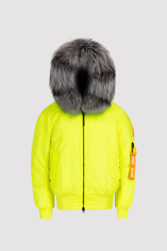 Women's Bomber with Fur in Neon