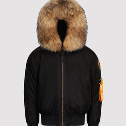 Women's Bomber with Fur in Black