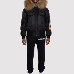 Women's Bomber with Fur in Black