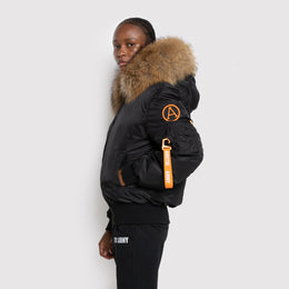Women's Bomber with Fur in Black