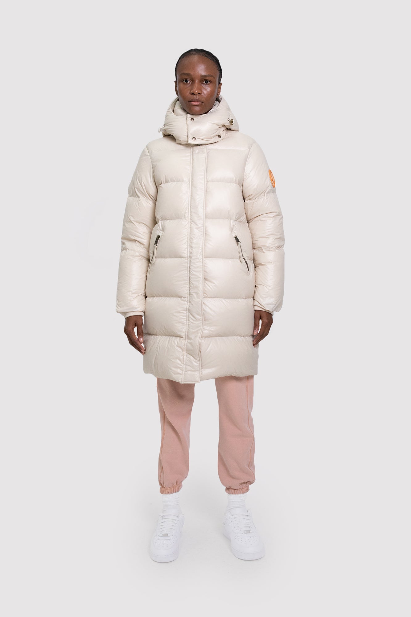 Mid length cheap puffer coat womens