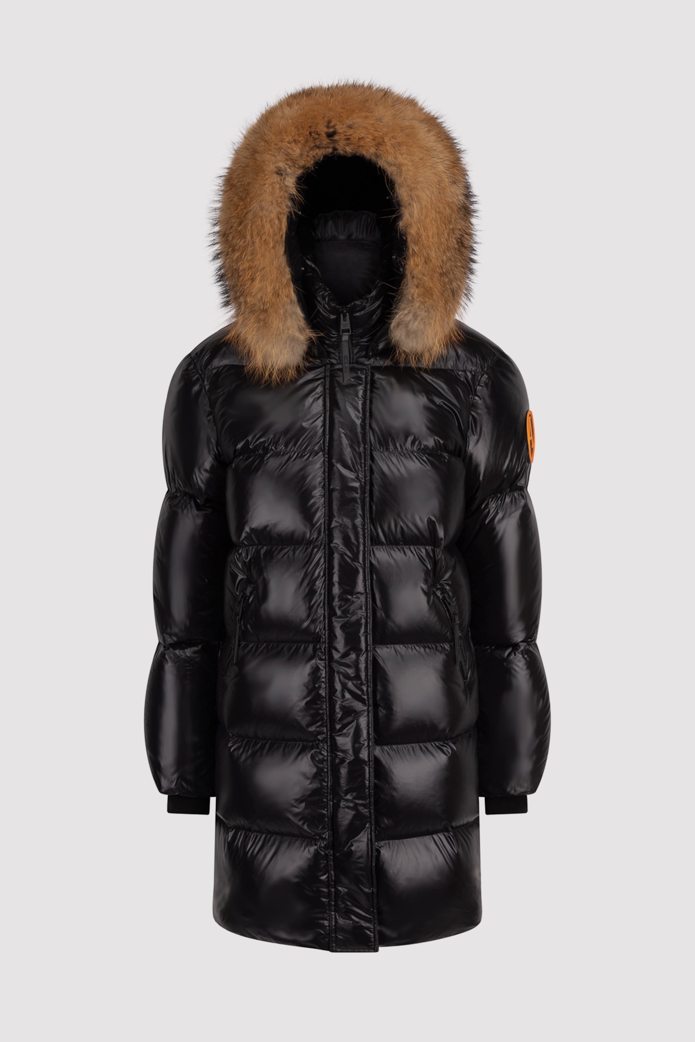 Arctic Army Black Mid-Length Puffer with Fur