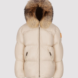 Women's Puffer with Fur in Chalk