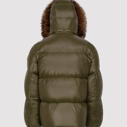Women's Puffer with Fur in Khaki