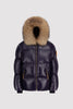 Women's Puffer with Fur in Navy