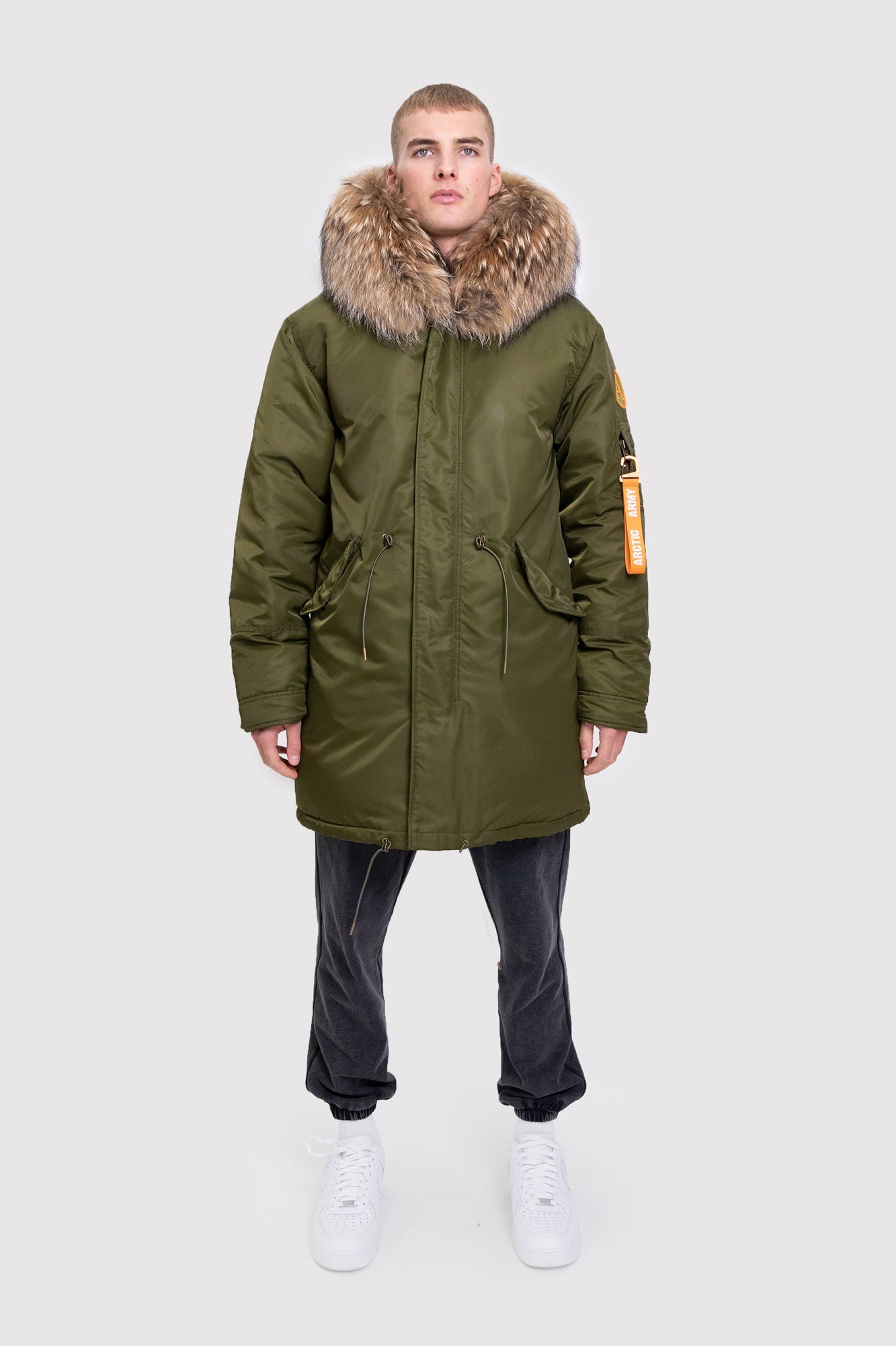 Men s Parka with Fur in Khaki