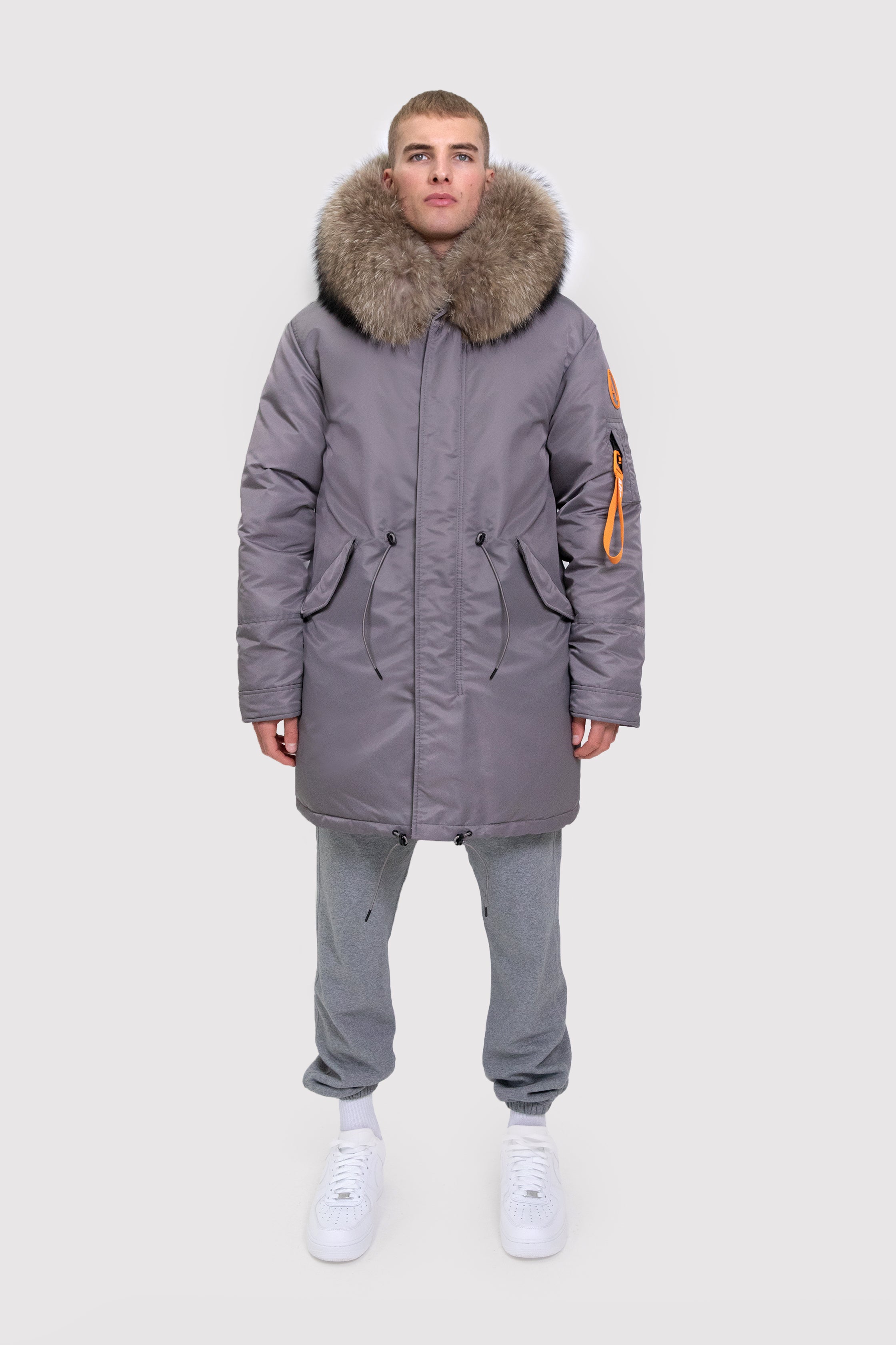 Men s Parka with Fur in Grey