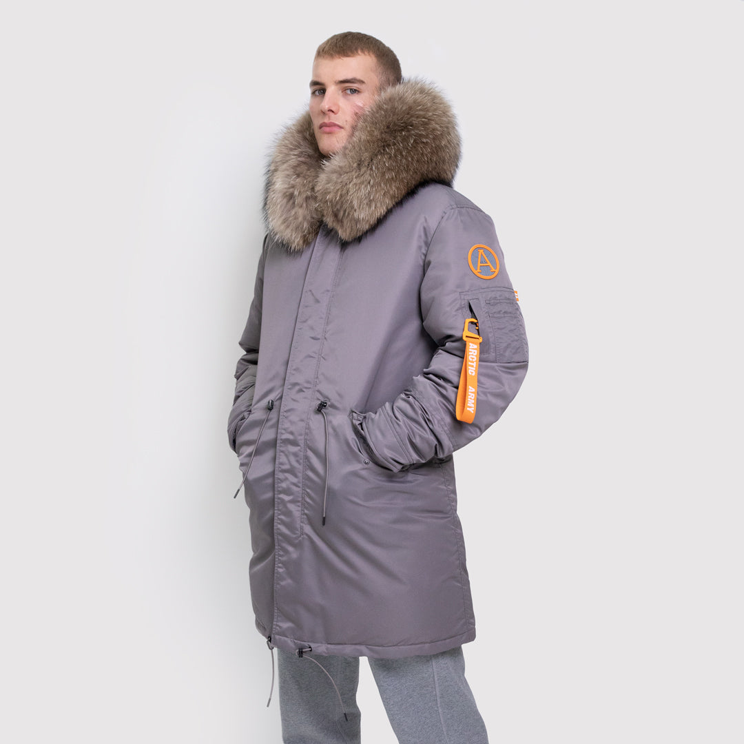 Men s Parka with Fur in Grey