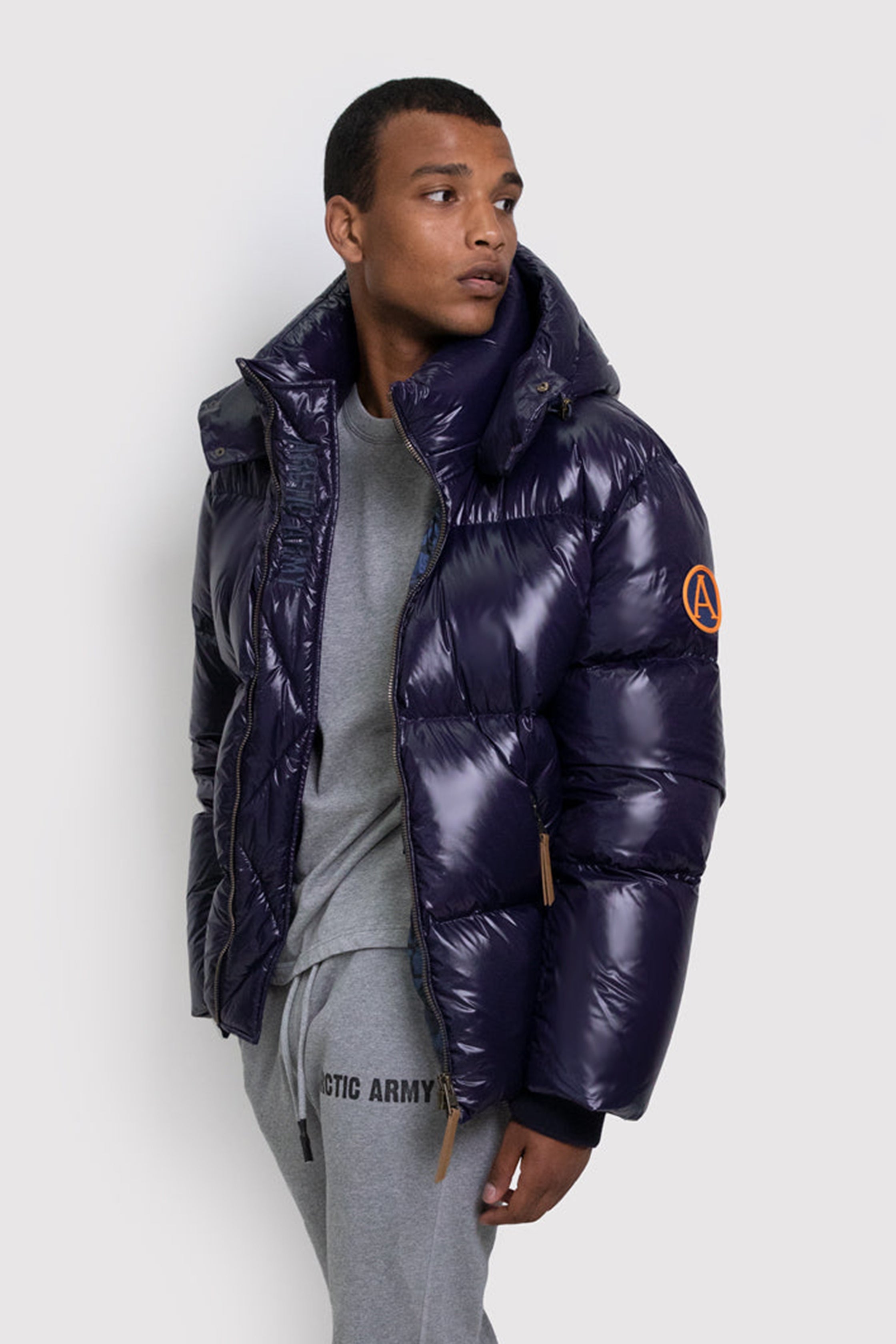 Mens navy hot sale puffer coat