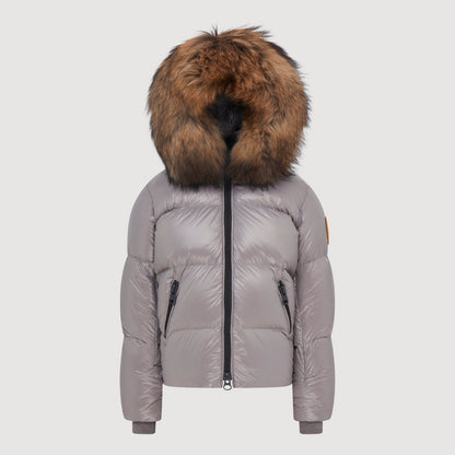 Kids Puffer with Fur in Grey